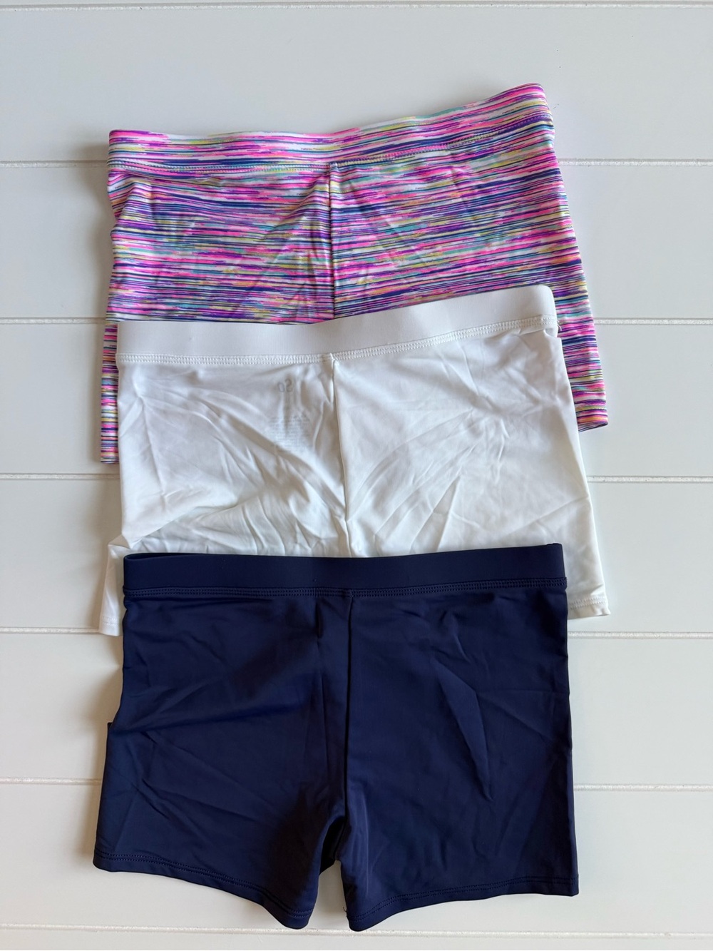 SO Kids Bike Shorts Trio - Pink Multi, White & Navy